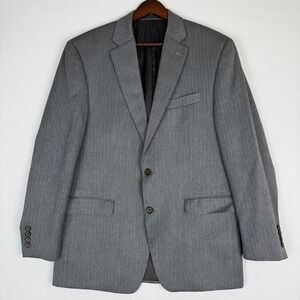 Lauren Ralph Lauren Blazer Mens 42R‎ Grey Herringbone Sport Coat Polyester Blend